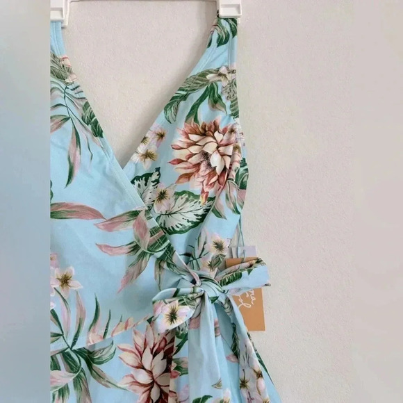 NWT- Kona Sol Floral Wrap One piece bathing suit - Picture 4 of 11
